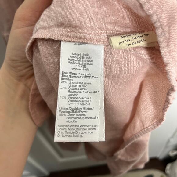 Madewell Women's Plus Lorelei Linen Blend Tiered Mini Dress Size 1X Pink - Picture 5 of 9
